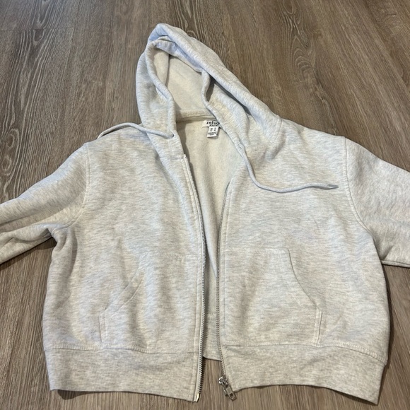 refuge Cropped zippered hoodie sweatshirt gray - Picture 1 of 2